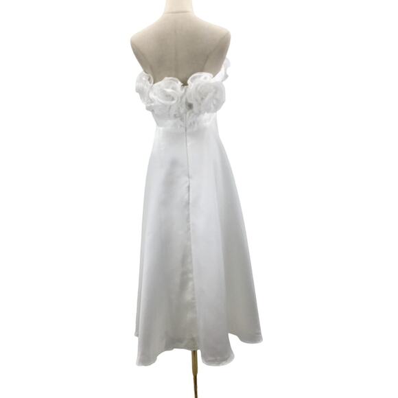 LULU'S XL Idyllic Muse White Organza Rosette Strapless Midi Dress NEW B126 - Picture 3 of 10
